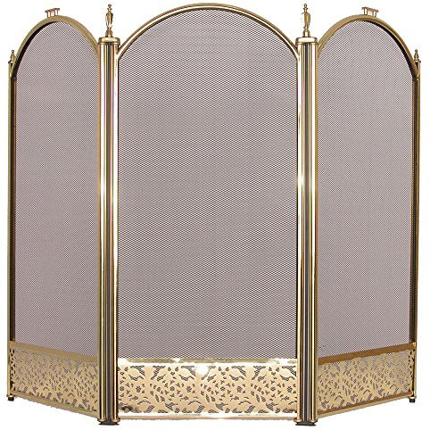 Fire Vida Ingleton Fire Screen/Spark Fire Guard, Metal, Brass