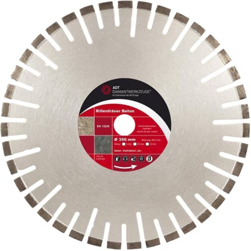 Fresa comune/scanalatura Fresa Ø 350 mm/25,4 mm Foro fresa comune/scanalatura Fresa con segmento 10 mm altezza e 8 mm Segment volumi per calcestruzzo