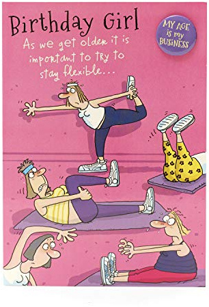 UK Greetings Geburtstagskarte für sie/Freundin – Yoga-Design, gelb, 127 mm x 178 mm