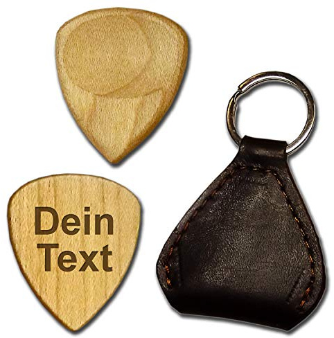 Plektrum Holz graviert, Plektron mit Wunschtext Name personalisiert, Gravur Plektren Gitarren Pick Lasergravur (Ahorn)