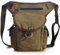 Le'aokuu Men Canvas Und Echtes Leder Messenger wasserdichte Umhängetasche Motorrad Tactic Fanny Belt Waist Bag Pack Pouch Drop Leg Bag 9938(Braun)