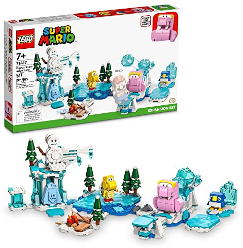 LEGO Super Mario Fliprus Snow Adventure Expansion Set 71417, Toy for Kids to Combine with Starter Course, with Freezie and Baby Penguin Figures, for Fans of Super Mario Bros, Peach,red