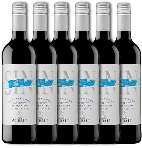 Viña Albali Tinto Cabernet Tempranillo Low Alcohol, Paquete de 6 x 750 ml - Total: 4500 ml