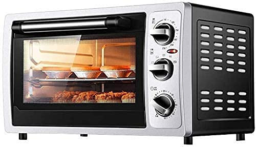 CAZARU Mini Four électrique 30L, Four Grille-Pain à Convection 3 méthodes de Chauffage 1300W Petit Four Multifonction à Trois Couches Silver Happy Life