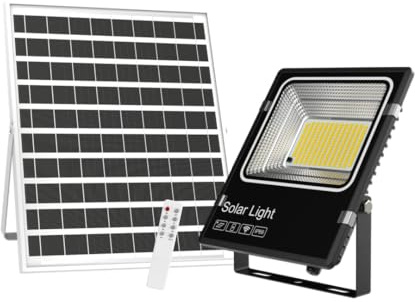 LUXULA LED Solar Fluter 6W 700lm, 6500K, IP66 | 6W PV 700lm 6500K Kaltweiß, mit Solarpanel, Akku, Fernbedienung und Dämmerungssensor, Außen-Wandleuchte, wetterfest