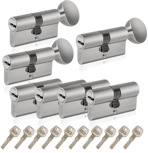 SEPOX® Keyed Alike Euro Cylinder 60mm 30/30 4 Double 3 Thumb Turn Cylinders | For UPVC, Keyed Alike Set, One Key Fits All&Most Applications, for Home, Apartment & Office Doors, Easy to Use, Nickel Finish