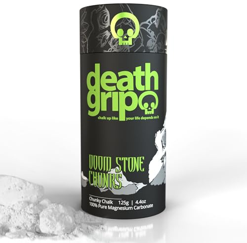 Death Grip Doom Stone Chunks Climbing Chalk 125g - Chunky - 100% Pure Magnesium Carbonate - Gym Chalk, Rock Climbing, Lifting, Bouldering, Gymnastics, Sports - Premium Hand Chalk (125g / 4.4oz)