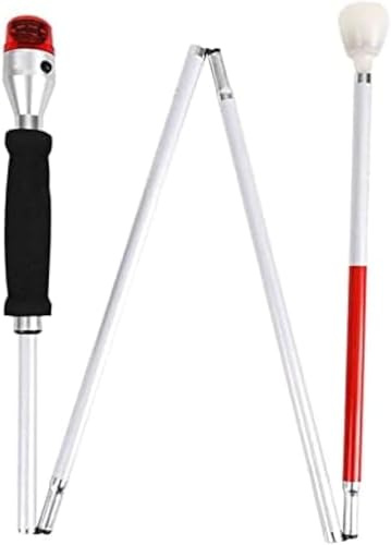 Smart Walking Cane - Bastone Elettronico Cieco con LED - Bastone Pieghevole per Ipovedenti - Ausili Acusto-Ottici per Anziani