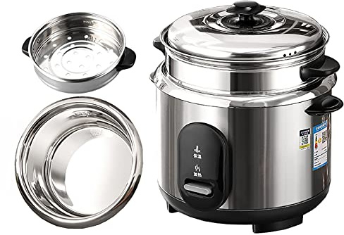 Cuociriso con vaporiera (2-6L) Pentola Interna in Acciaio Inossidabile 304 con Isolamento per cuocere a Vapore Riso, Cibo Sano e Verdure 220-240V (2L)