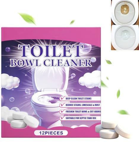 12PCS Fizzclean Toilet Cleaner, Toilet Cleaner Tablets, Foaming Toilet Cleaner, Powerful Toilet Bowl Cleaner, Effervescent Tablets for Deep Cleaning, Heavy Duty Limescale & Stain Remover