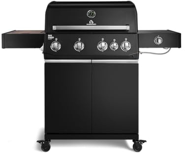 BURNHARD® Gasgrill 4-Brenner, 21,2 kW Gesamtleistung, Infrarot-Keramikbrenner, Seitenkochfeld, Edelstahl-Stabbrenner, Edelstahlrost, große Grillfläche, Piezo-Zündung – Big FRED Deluxe