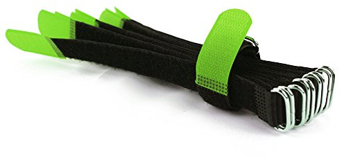 10 x Klettkabelbinder DS Metallöse - Haken/Flausch auf UNTERSCHIEDLICHEN SEITEN! - 20 cm grün