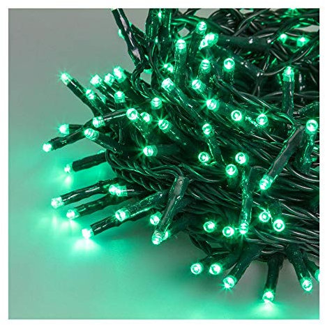 LuminalPark Catena decorata Party 10 m, 20 lampadine rigate Ø 55 mm, 80 microled bianco caldo, luce fissa, cavo trasparente, 31V, prolungabile, esterno