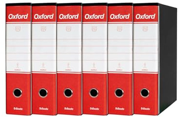 Esselte OXFORD G85 Registratore con Custodia, con Meccanismo a Leva N.1 in Formato Protocollo (23x33cm) con Dorso da 8 cm, Rosso, Conf.da 6 pezzi, 390785160