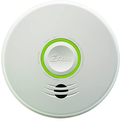 Kidde Smoke Detector, 10-Year Battery, Photoelectric Sensor Wire-Free Interconnect Smoke Alarm, Voice Alert, White, 2 Count