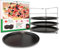 Guardini, Set de 4 plaques à pizza Ø 28 cm + 1 grille, Acier avec revêtement antiadhésif, Noir, Fabriqué en Italie, Ligne Pizza&Mania