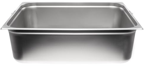 Allpax GN Behälter 2/1 Edelstahl - Höhe 200 mm - mit Griffe - geeignet für Chafing Dish, Bain Marie, Saladette