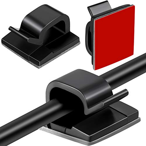 Maitys 60 Stücke Outdoor Kabel Clips Indoor Kabelclips Schreibtisch Lichtclips Dekoration Kabelhalter Clips Selbstklebende Haken Draht Halter für Lichterketten(Groß,Schwarz und Rot)