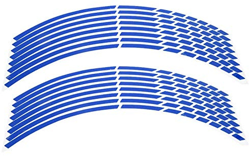 Motorrad Rad Felgenstreifen Aufkleber, 16 Stück Fahrrad Motorrad 16-18 Zoll Reflektierende Rad Streifen Aufkleber Dekoration Zubehör(Blau)