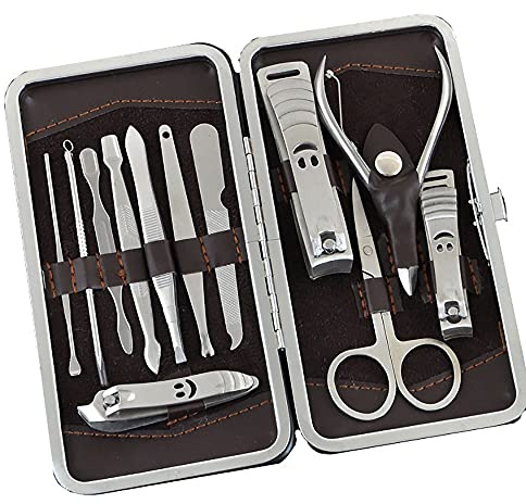 WSJQB Kit di toelettatura per Pedicure Manicure 12piece Set per Dito Professionale & per Unghie per Unghie Forbici Custodia in Pelle di Modo in Scatola Regalo