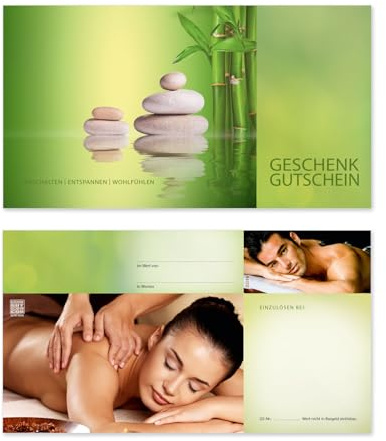 GESCHENKGUTSCHEINcom by POS-HAUER. 100 Gutscheine, blanko zum selber Ausfüllen. Für Kosmetik Wellness Massagebehandlung Physiotherapie.