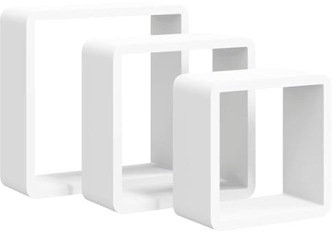 Gecheer Würfelregal 3-TLG.Wandregal Hängeregal Regalwürfel Cube Lounge Regal Bücherregal Schweberegal Wandboard Dekoregal Weiß MDF