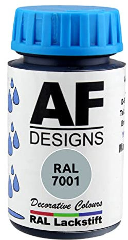 Alex Flittner Designs Paint Pen RAL 7001 Silver Grey Glossy 50 ml Wood Metal Furniture Bathroom Retouching Paint Repair Paint