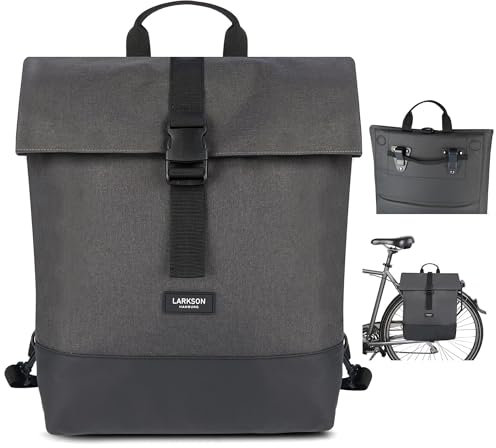 LARKSON Borse Bici Posteriore Laterali Antracite - Tammo Bike - Zaino e Borsa Laterale 2 in 1 per la Bici, Realizzati con Materiale Riciclato - Idrorepellente
