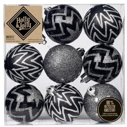 Inge-glas Weihnachtskugeln Dekorierte Kugeln Kunststoff 6cm 9er Set Schwarz Mix