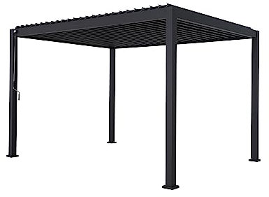 SORARA Das Original Mirador Basic Pavillon 3 x 3.6 m Wasserdicht - Pergola mit Lamellendach - Aluminium terrassenüberdachung - Charcoal Schwarz