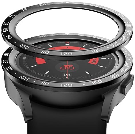 GIOPUEY Bezel ring kompatibel med Samsung Galaxy Watch 5 Pro, Bezel Styling Ring Skyddshölje, aluminiumlegering metall skyddande klockring - E-svart