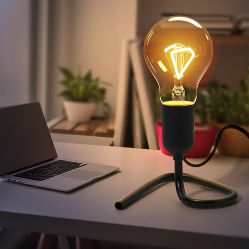 LytLStrox Modern Black Lamp: E27 Lamp Base, Sleek Triangular Design, 50W Max, 1.8m Cable, Plug, and Switch Included. Stylish Black Iron Lamp Base, Perfect for Exposed Bulb Lamps