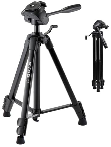 DOVOH DH151 Construction Tripod, Camera Tripod Stand for Laser, Levelling Devices, Bubble Level, Cameras, Height Adjustable (Height: 54-152.5 cm, Thread: 1/4 Inch)