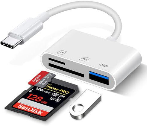 Lettore di Schede SD per USB-C, 3 in 1 per Micro SD/SD/TF, Adattatore da USB C a Micro SD/TF, per Schede di Memoria, Card Reader per Android