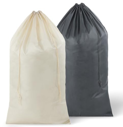 2 Stück Wäschesack mit Kordelzug, Große Reise-Wäschesäcke Wäschebeutel Laundry Bag Organizer für Schmutzige Kleidung Faltbarer Wäschesäcke für das Wohnheim Wäschekorb Reiseutensilien