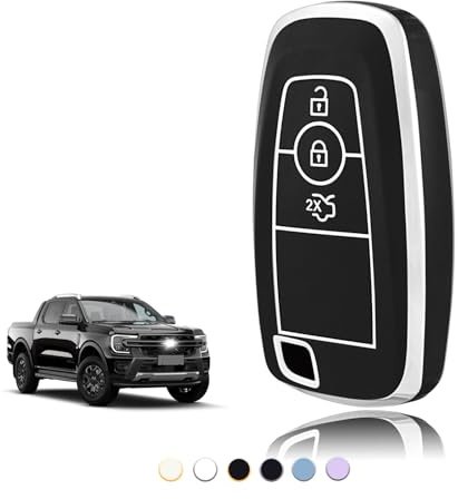 TOOMUME Schlüsselhülle für Ford Ranger F150 Raptor Wildtrak S-Max Edge | Weiches Silikon, Stoßfest, Sturzfest, Kratzfest, Autoschlüssel Schutzhülle für Mustang Transit Tourneo Mondeo Kuga Focus