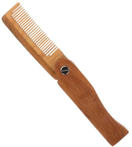 MERRYHAPY Holzkamm Bartkamm Klappkamm Mit Lederetui Für Männer Haarkamm Bartbürste Haarstylingkamm Naturholz Throughblutungsfördernd Leicht Zu Tragen