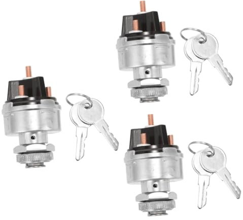 iplusmile 3st Elektrischer Feuerschalter Zündschalter Tauschen Anlasser Schalten Startschalter Automatischer Zündschalter Zündschloss Mit Schlüssel Starterschalter Silver Metall