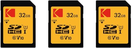 Kodak Lot de 3 Cartes Mémoire SDHC 32 Go Ultra High Speed – Classe 10 – Vitesse Rapide pour Photos et Vidéos HD