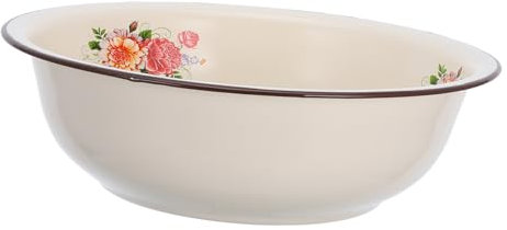 FELTECHELECTR Emaille Rührschüssel Aus Stahl 30cm Vintage Teigschüssel Für Küche Und Haushalt Kratzfest Große Emailleschüssel Mit Glatter Oberfläche Zum Mischen Und Waschen