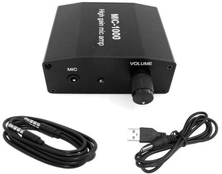 Ieron Kit d'amplificateur de Microphone préamplis Amplificateur de Son Micro avec Gain 1000x Ensemble d'accessoires Parfait pour l'enregistrement du Son en Direct et Les Applications de Diffusion