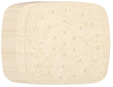 sourcing map 100pcs Air Fryer Liners 8 Inch Square Bamboo Steamer Liners with Holes Non-Stick Perforated Parchment Paper Sheets Disposable Steamer Paper for Air Fryers Steaming Basket, Brown