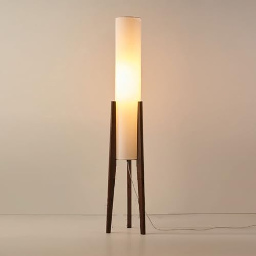 Lámparas de Pie Rústicas Lámpara de Pie con Trípode de Madera con Pantalla de Lino Natural, 3 Temperaturas de Color, Interruptor de Pie, Lámpara de Pie Alta de Mediados de Siglo para Sala de Estar