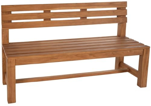 CLP Teakbank Augusta I Wetterfeste Holzbank mit Rückenlehne I Stabile Gartenbank aus massivem Teakholz Farbe Teak Größe 180 cm