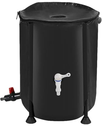 Depósito de almacenamiento portátil de agua de lluvia de 200 litros con filtro de espiga de desbordamiento, resistente a la intemperie, barril recogedor de lluvia para plantas de jardín