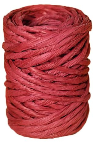 ALLWSLucky 12M Cinta de Papel Rafia, 4 mm Cuerda de Papel Natural, Cuerda Rafia Natural Para Envoltura De Regalos, Artesanía de Bricolaje, Decoración, Floristería (Rojo, 1 pcs)