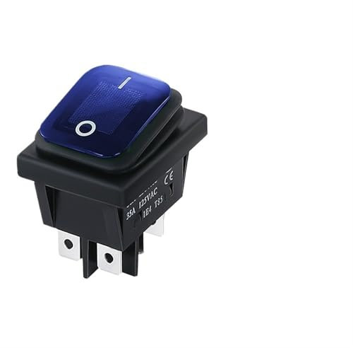 Interrupteur ON OFF KCD4 étanche et résistant à l'huile, quatre pieds, 2 fichiers, rouge, vert, avec lumières, interrupteur à bascule de six pieds, LED 12 V, 220 V(6PIN BLUE,220V)