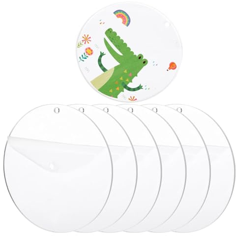 6 Stück Acrylscheibe Rund mit Loch, 15cm Acrylplatte Transparent, Stabile Acrylglas Platte 3mm Dicke, Acrylscheibe Acrylplatte rund aus Acryl für Tischnummern, Willkommensschild und DIY Geschenke
