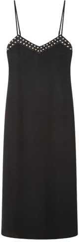 Springfield Midi Strappy Dress with Studs Vestido De Tirantes, Negro, 40 para Mujer