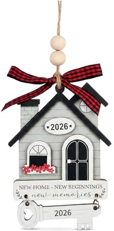 New Home Gifts 2026 House Warming Gifts New Home Wooden House Shaped Ornament First Home Gifts Keepsake for Couples Women Friends Home Decoration